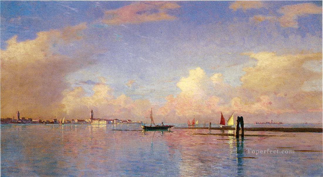 Sunset on the Grand Canal Venice scenery Luminism William Stanley Haseltine Oil Paintings